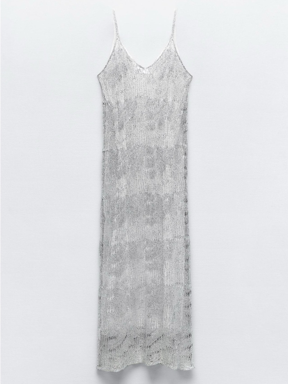 Zara Silver Sequin Slip Dress Medium